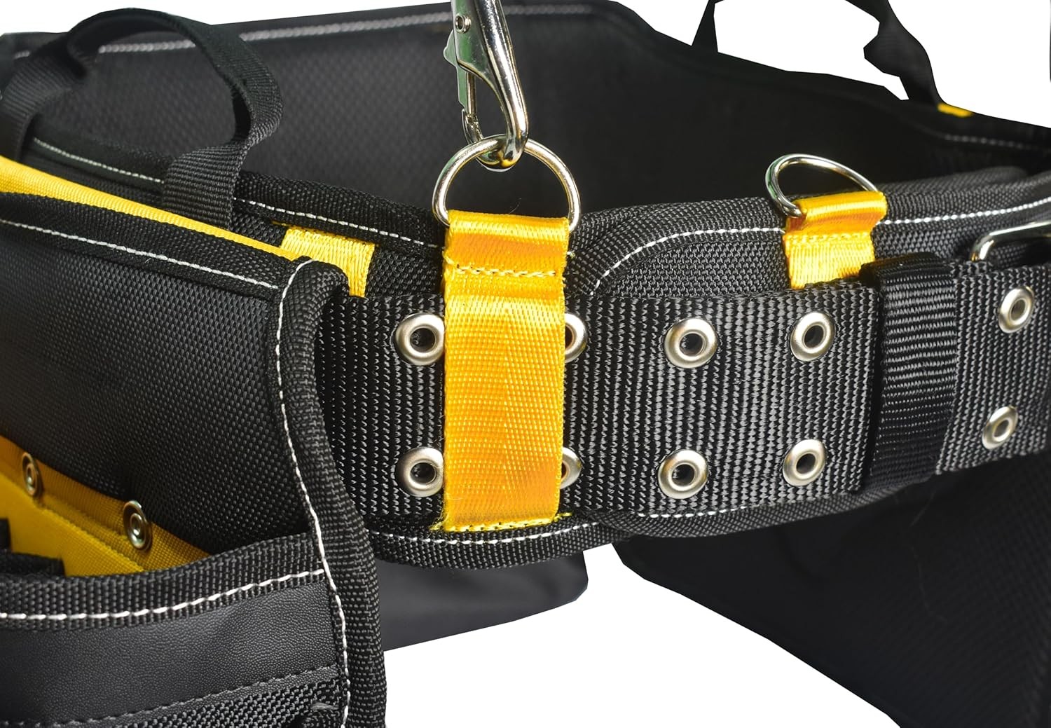 7Pc Tool Belt w/ Suspenders Heavy Duty 32 Pocket Construction Rig Black Yellow