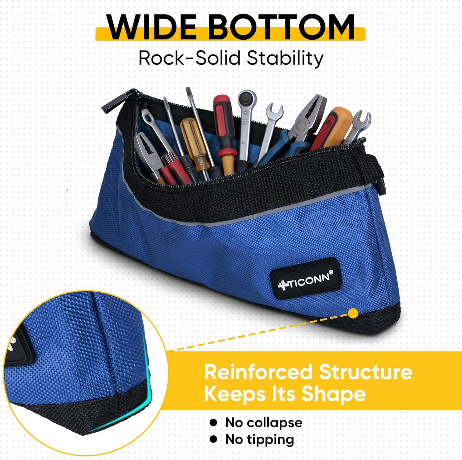 TICONN Tool Pouches with Zipper, 1680D Oxford Small Tool Bags, Waterproof Utilit