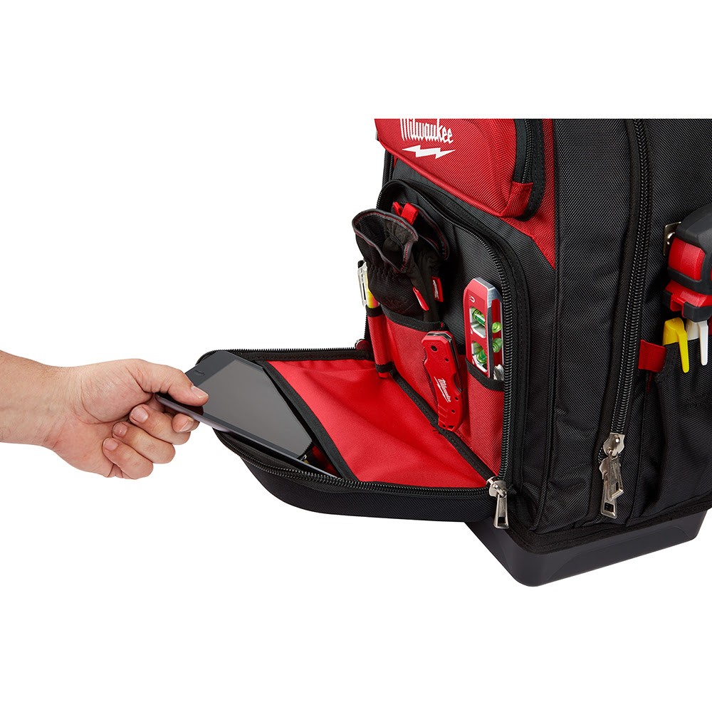 Milwaukee 48-22-8201 48-Pocket Hard Molded Ultimate Jobsite Backpack, Black/Red
