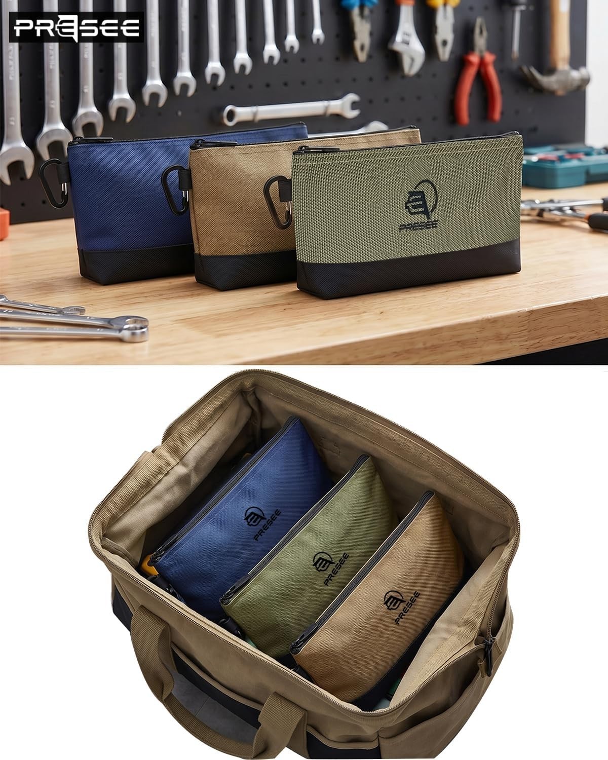 12.5-Inch Heavy-Duty Nylon Tool Pouch with Carabiner – Organized Convenience