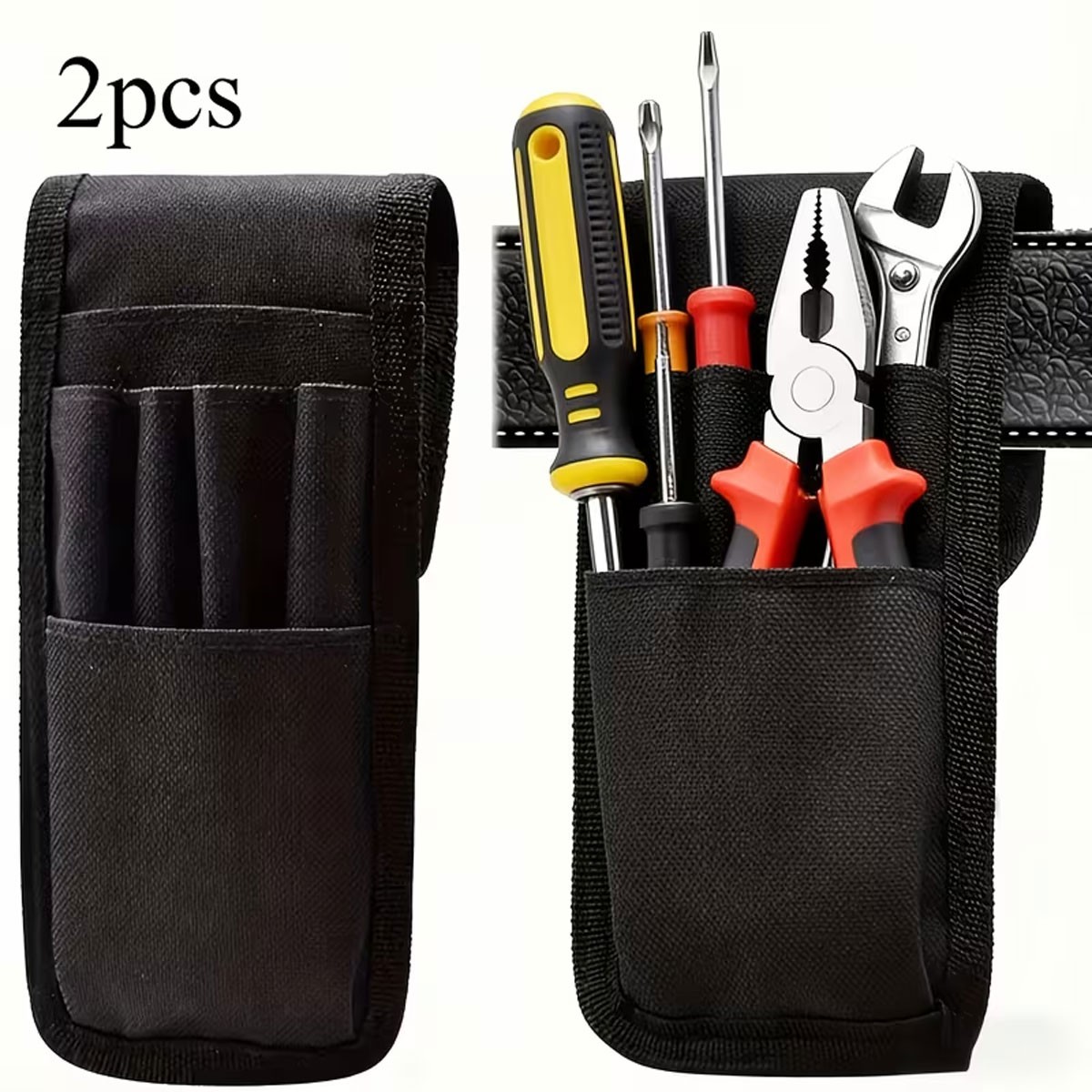 2x Black Belt Pen Holder Pocket Protectors for Pens and Pencils Molle Pen Pouch