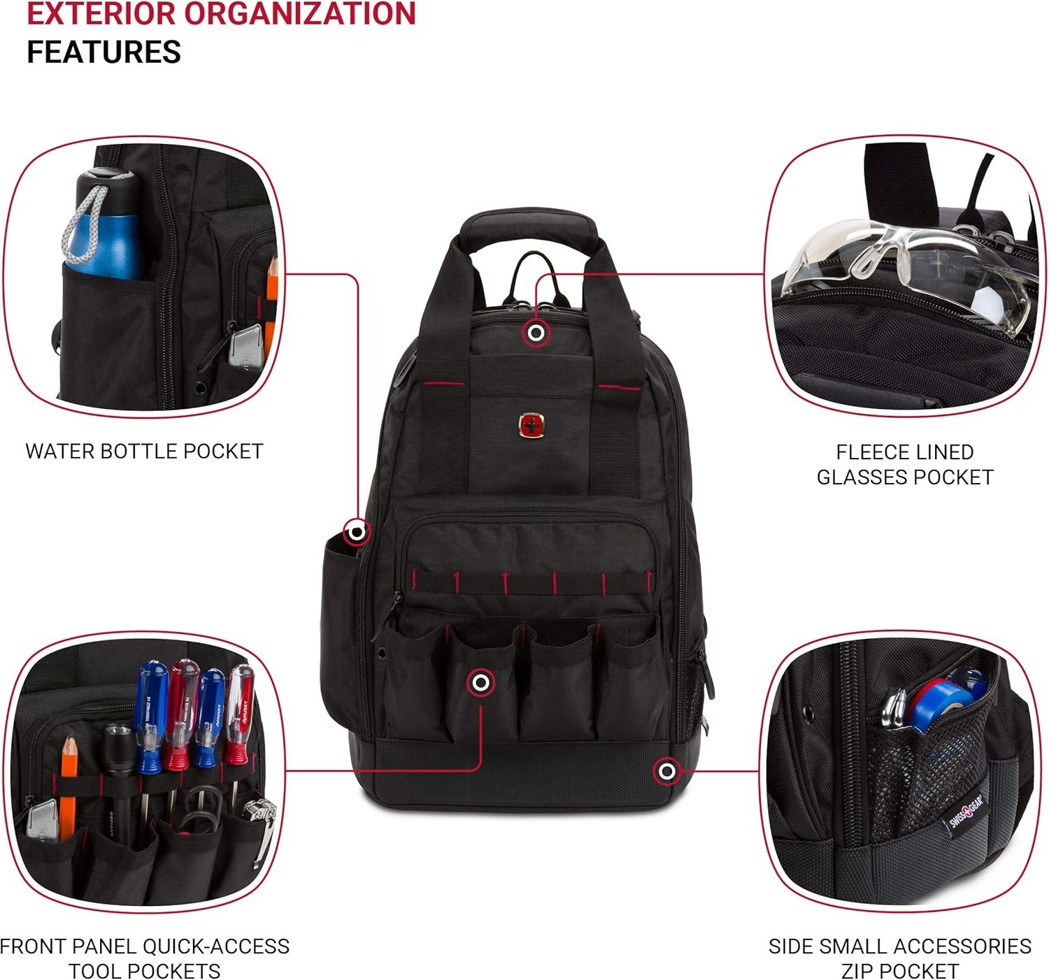 Water-Resistant 15-Inch Laptop Backpack with 34 Storage Solutions in Black
