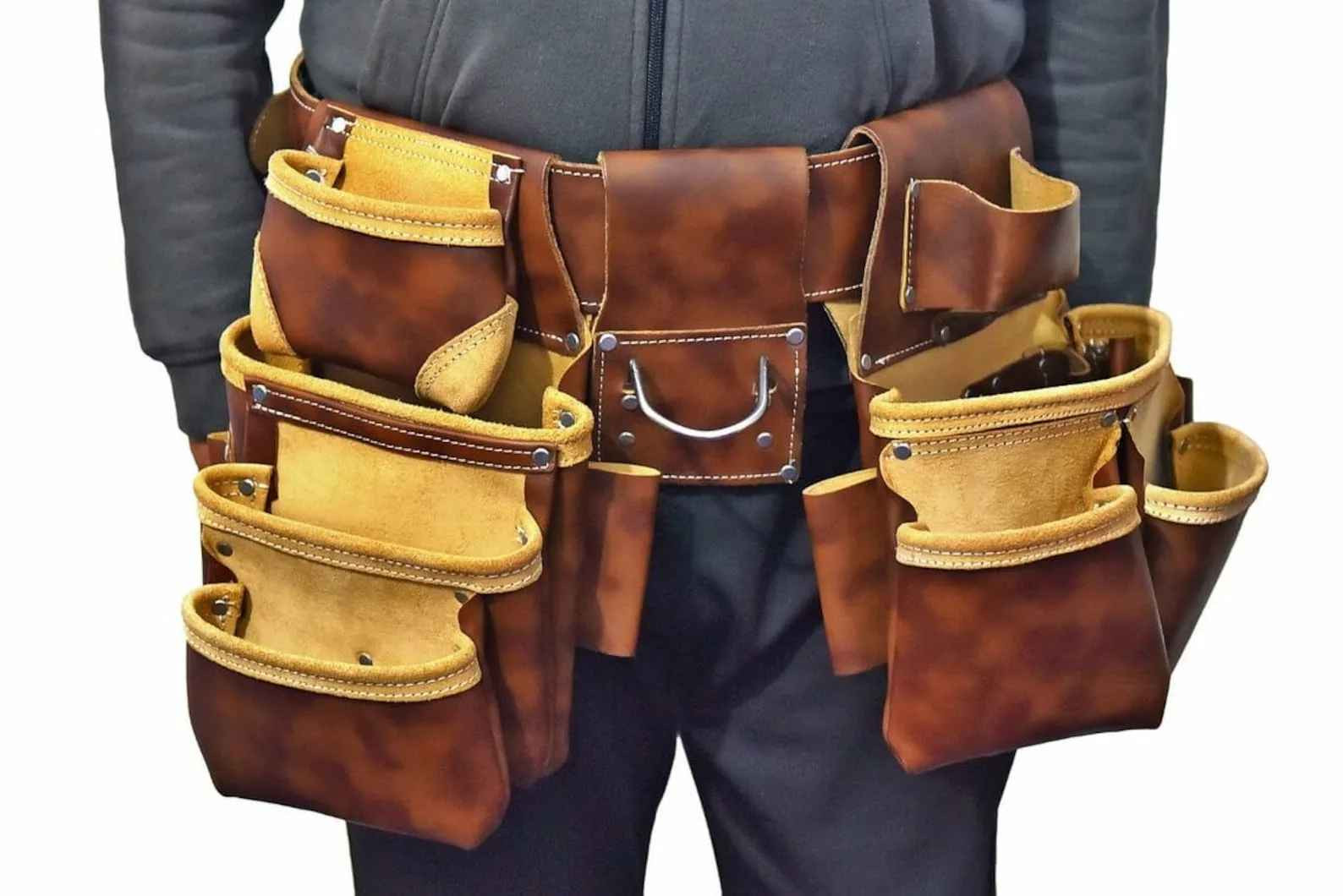 Leather Tool Pouch Belt Bag for Electricians Maintenance Tech Utility Pocket