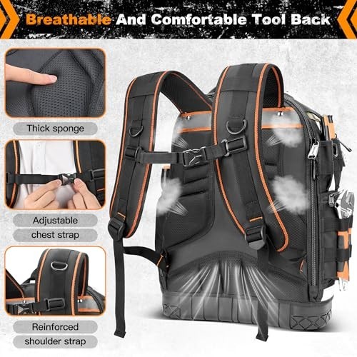 HVAC Heavy Duty Tool Backpack with Molded Base & Combination Lock