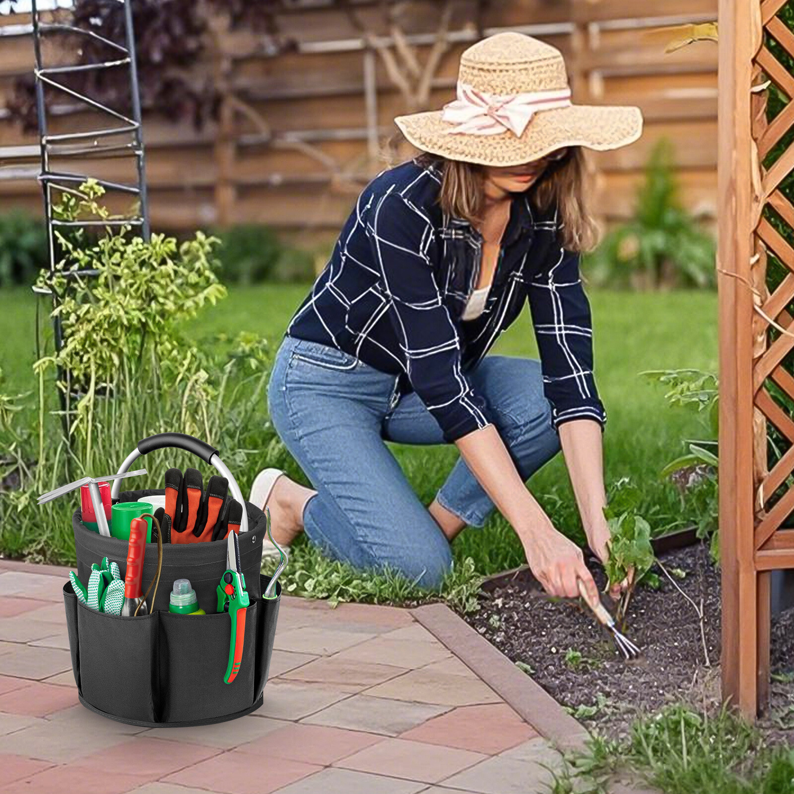 Portable Garden Tool Organizer Bag – Foldable Storage Basket for Car Wash Picnic