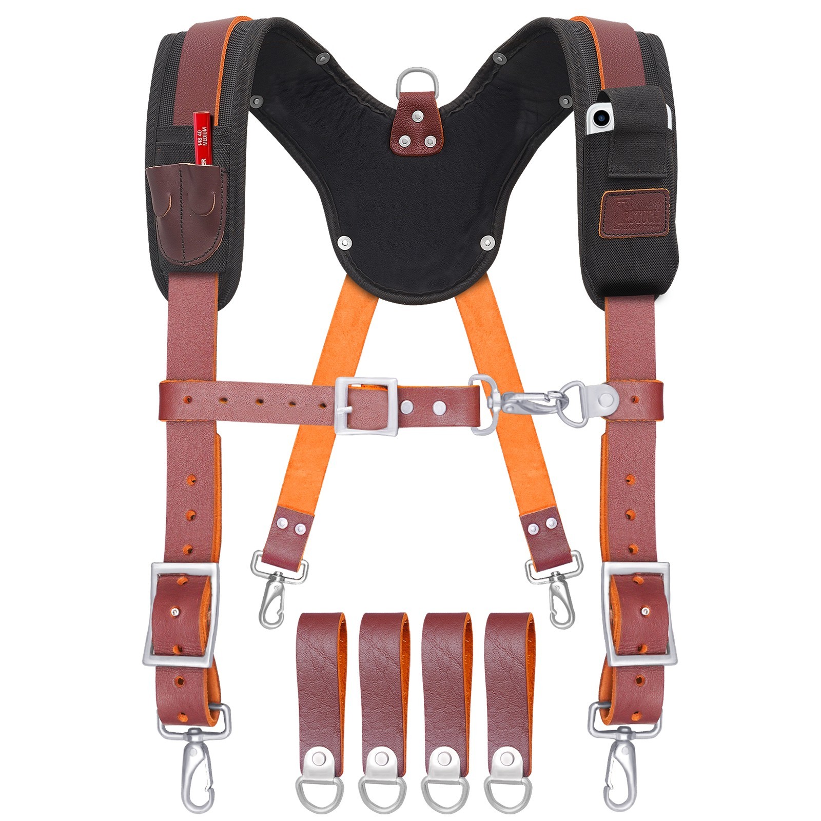 TRUTUCH Nylon and Leather Tool Belt with Leather Work Suspender | Electrician