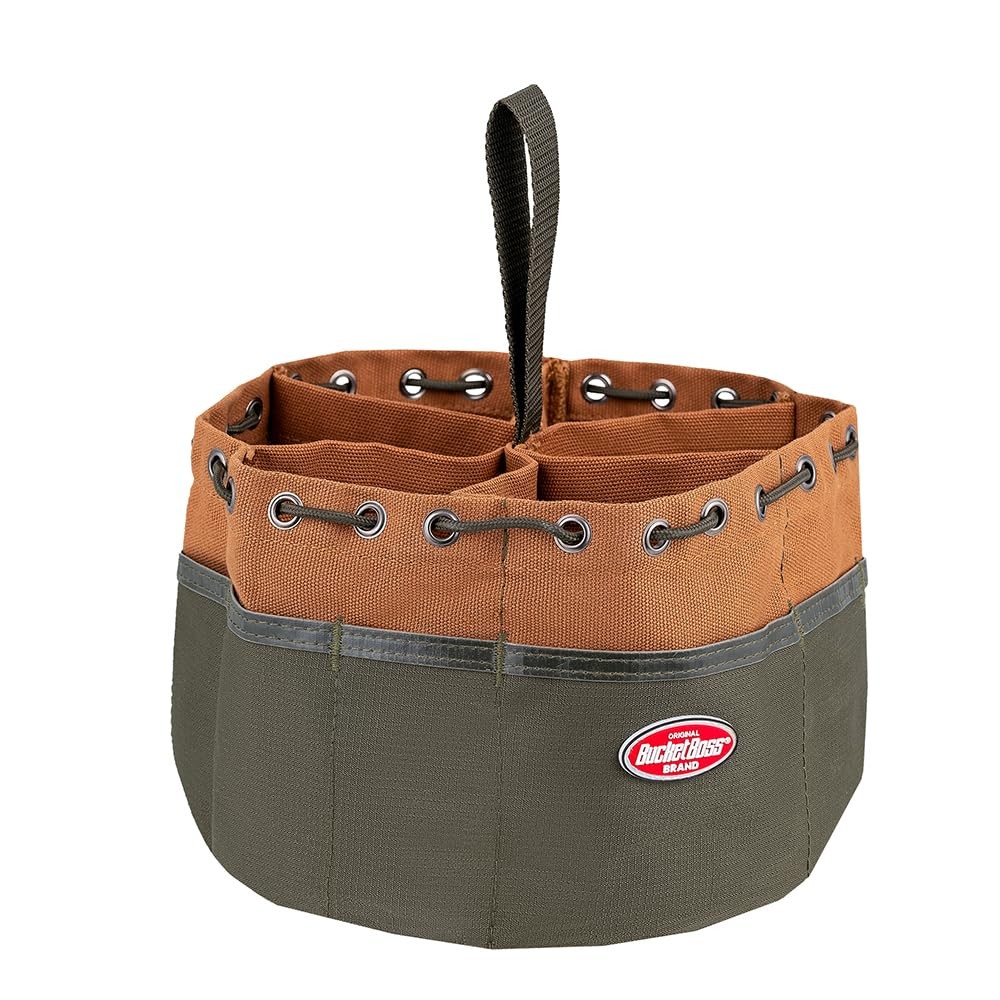BucketBoss 25001 Canvas Organizer Parachute Bag with 1 Pack, Brown and Green