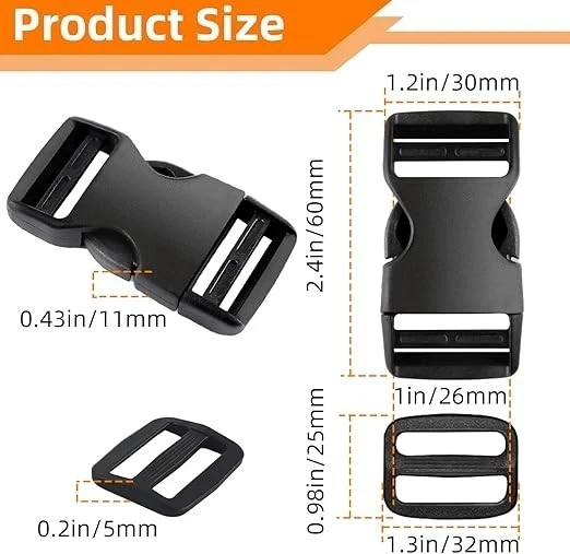 8 Set 1 Inch Heavy Duty Buckles Quick Side Release Buckles Dual Adjustable