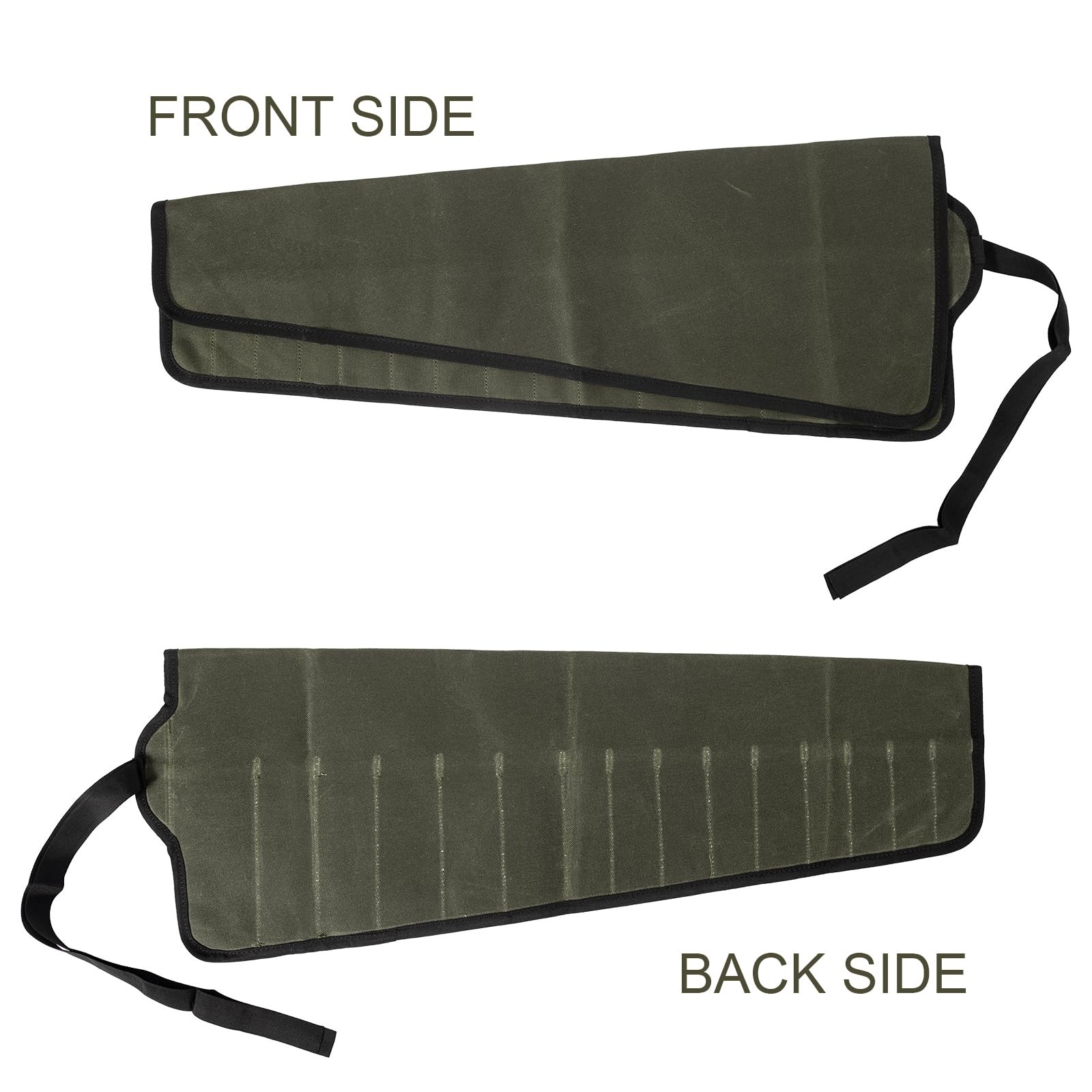 Baizoy Chisel Roll,6 Pockets Roll Up Tool 18.91″ L x 18.11″H, Army Green -3