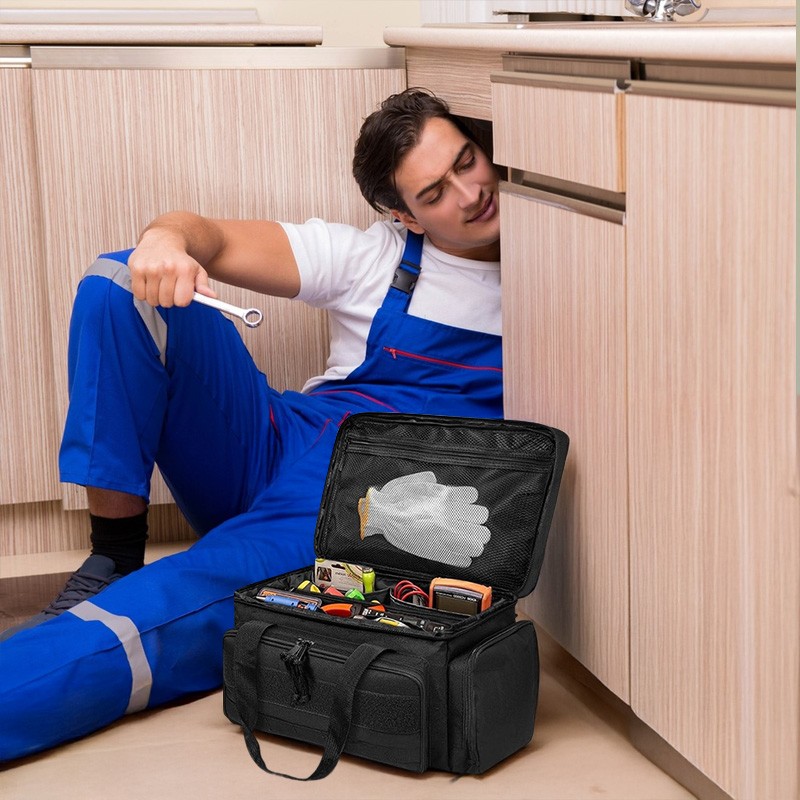 14″ Heavy-Duty Tool: 2 Bags + Non-Slip Organizer (for Electricians, Multi-Pocket