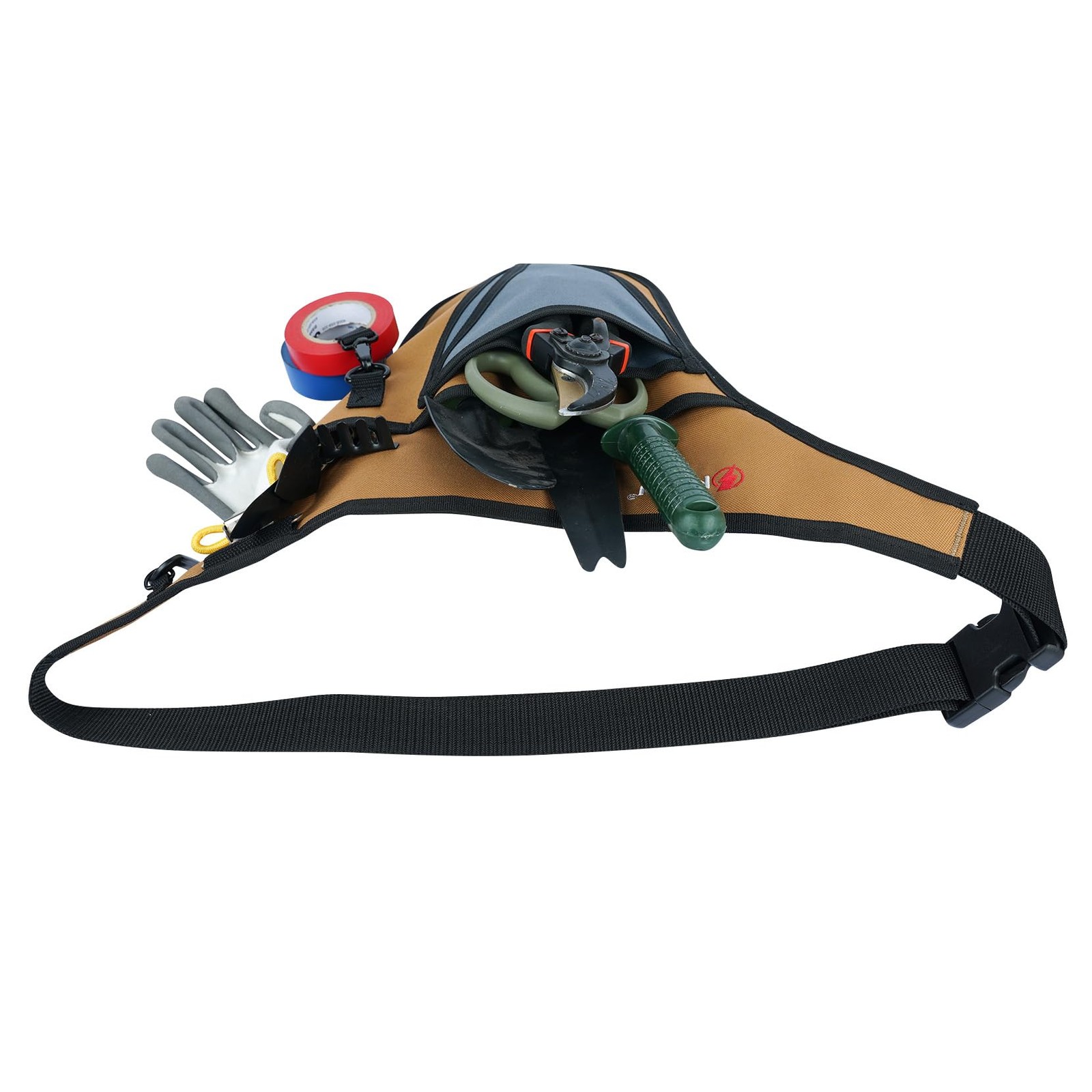 KUNN Garden Tool Waist Belt – 4 Deep Pockets Apron for One Size, Khaki