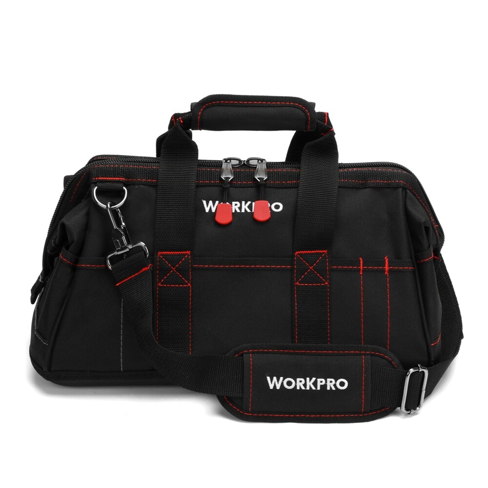 WORKPRO 16-inch Heavy Duty Zipper Tool Bag Wide Mouth Storage Carrying Work Tote