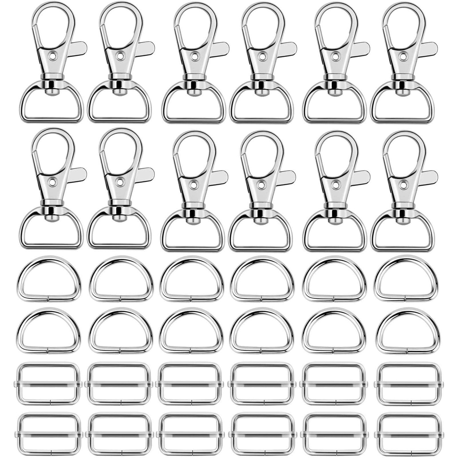 Hysagtek 60 Pcs Purse Hardware for Bag Making – Swivel Snap 1 Inch, Silver