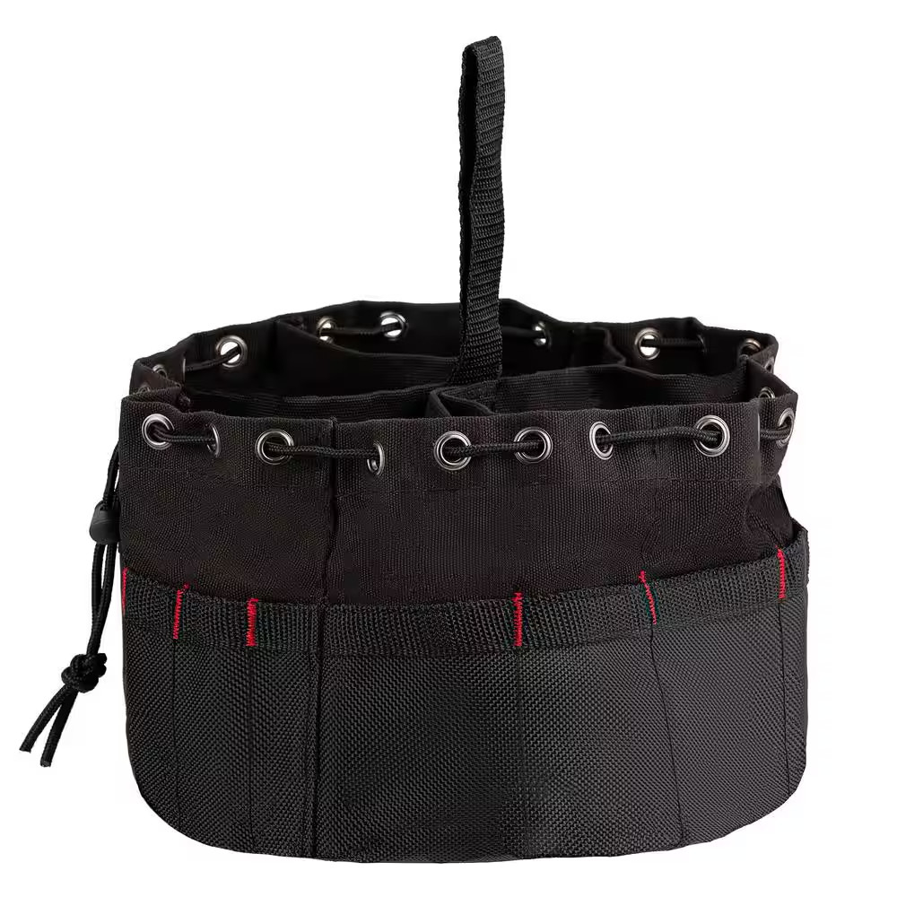 10 In. 19-Compartment Heavy-Duty Canvas Small Parts Organizer Bucket Storage Too