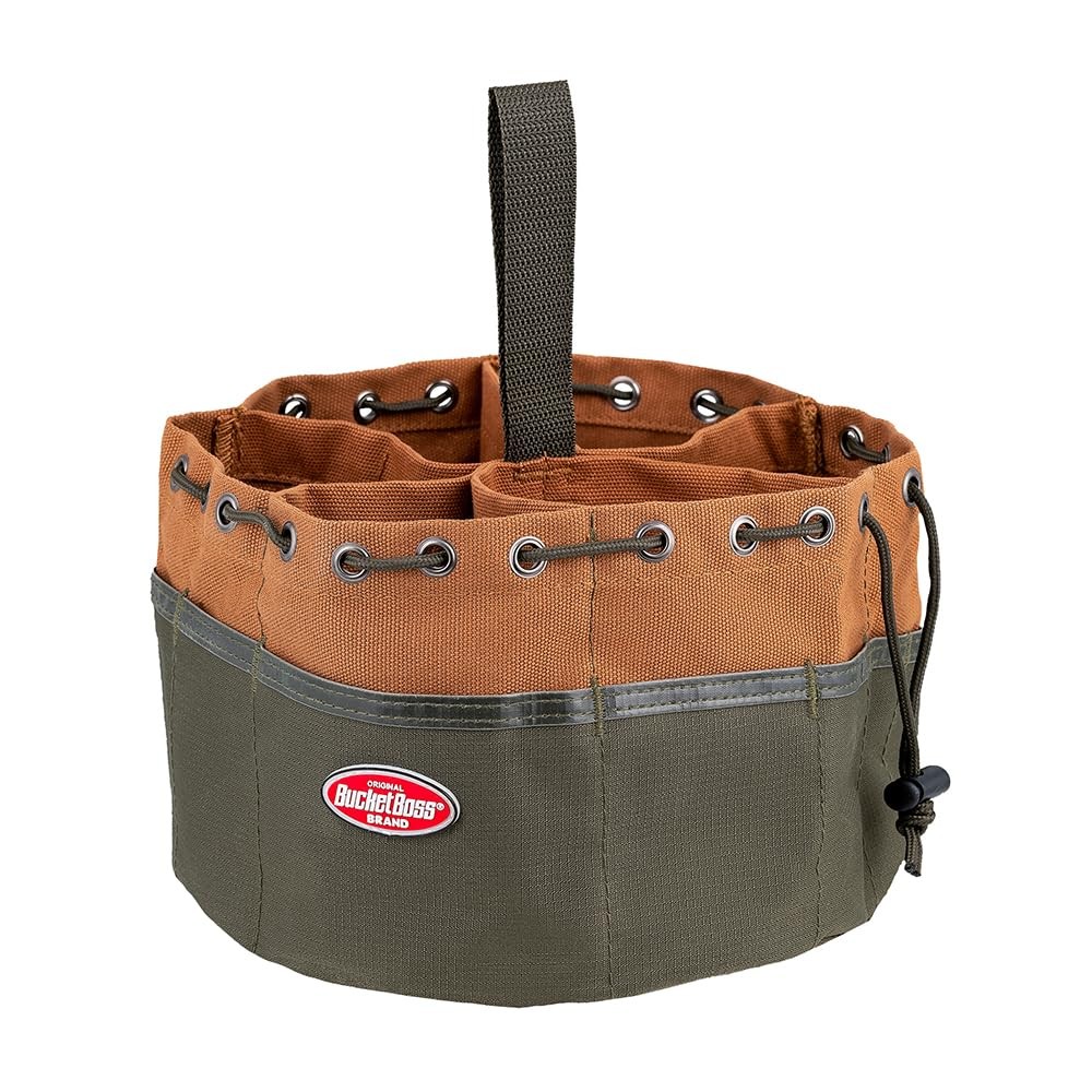 BucketBoss 25001 Canvas Organizer Parachute Bag with 1 Pack, Brown and Green