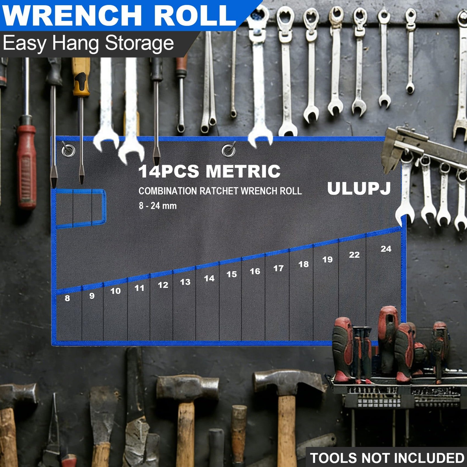 2PCS Wrench Roll, Wrench Roll Up Pouch, Wrench Organizer, HeavyDuty Tool Pouc…