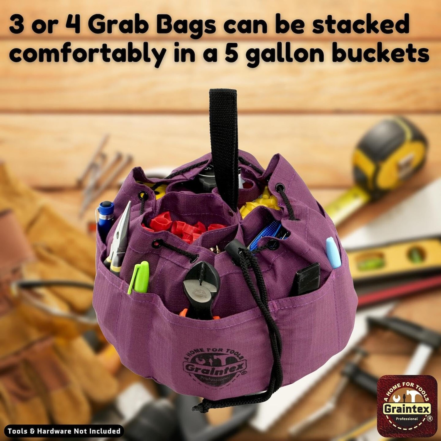 Graintex GB2895 Grab Bag Purple Color Rip-stop Canvas 18 Pockets Drawstring C…