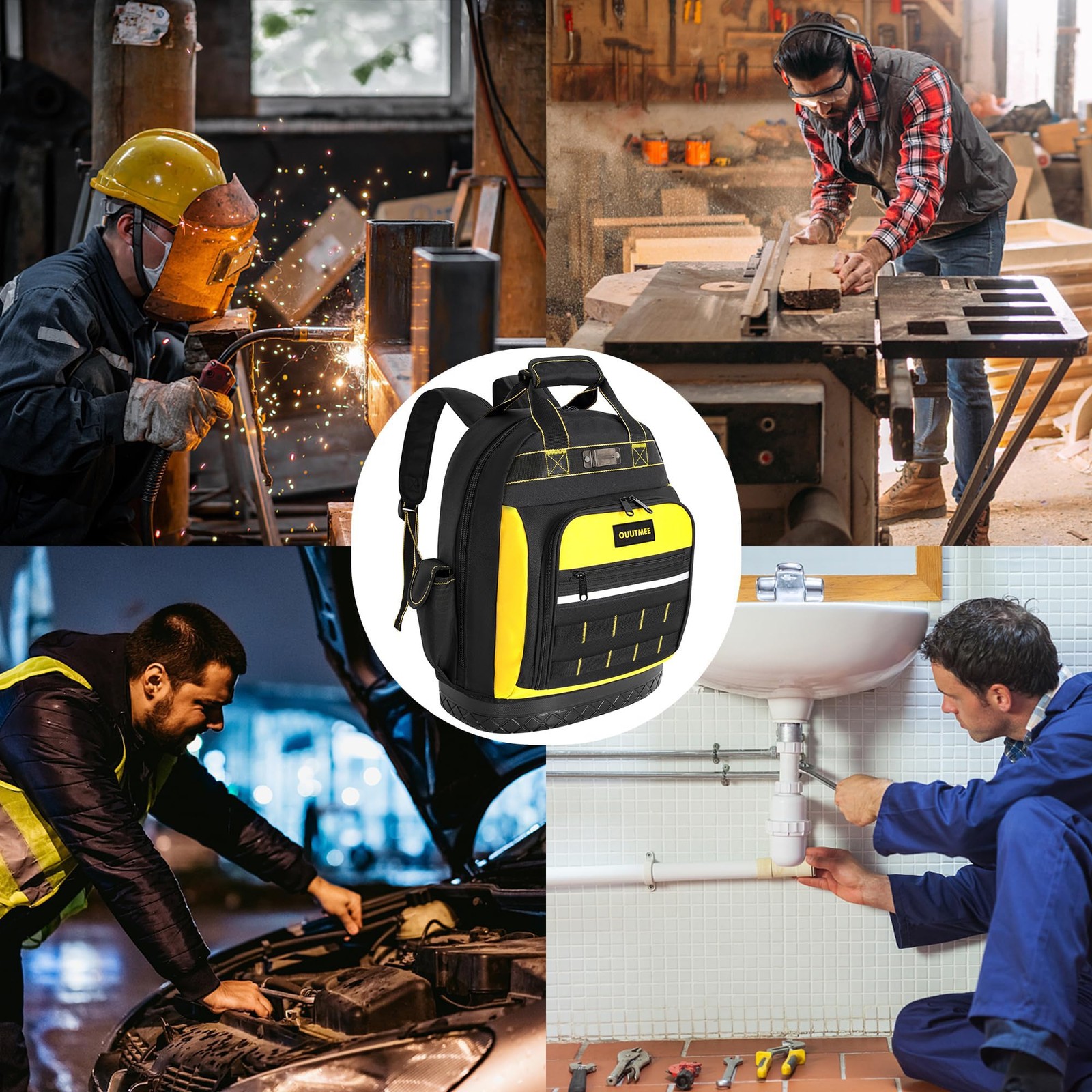 17″ Mochila Para Herramientas De Trabajo Electricista Con Bolsillos Heavy Duty
