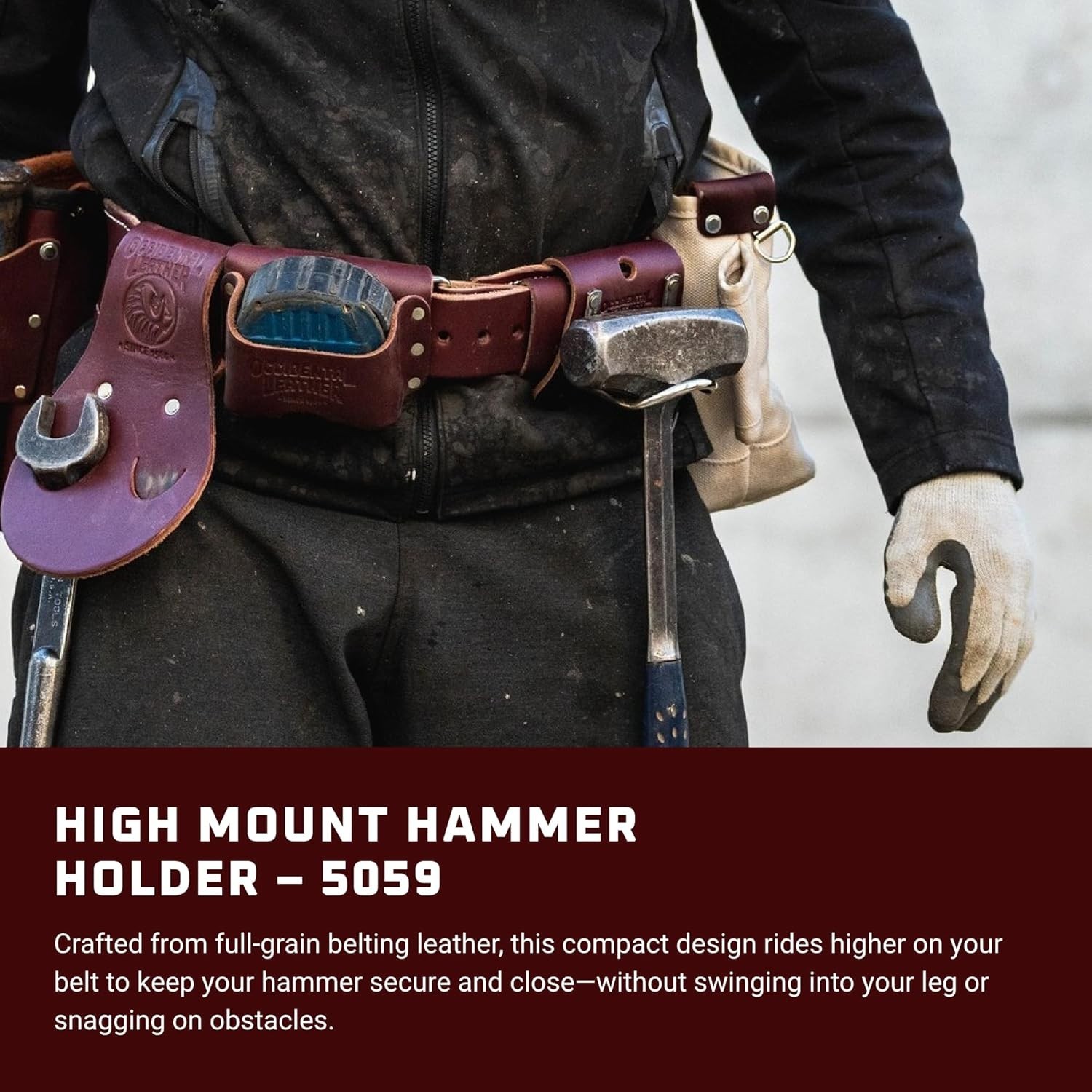 Heavy Duty Leather Hammer Holder with Comfortable Design and Compact Size