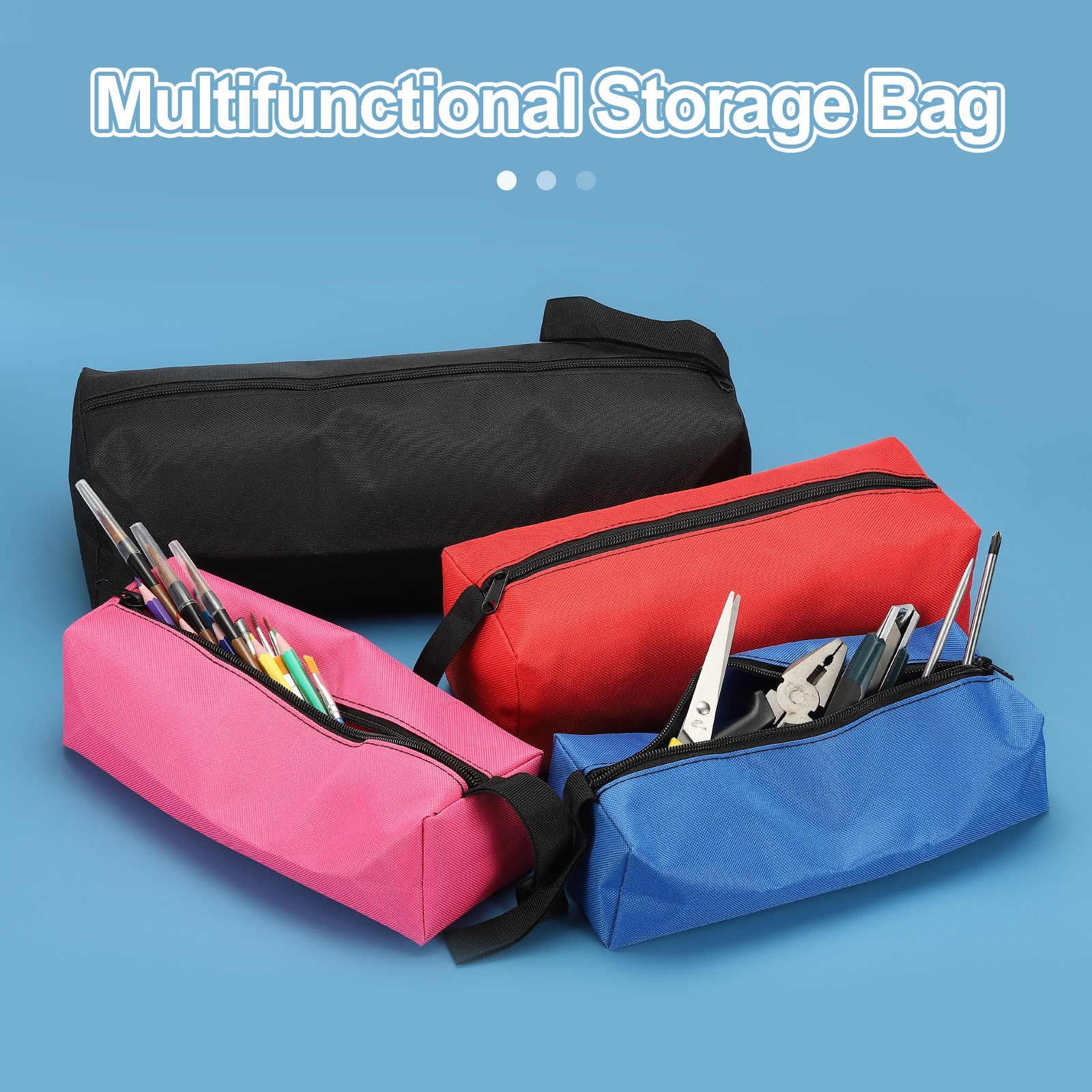 Zipper Utility Tool Bag 10.2x4x3.3 Inch Multi-purpose Tote Bag Red