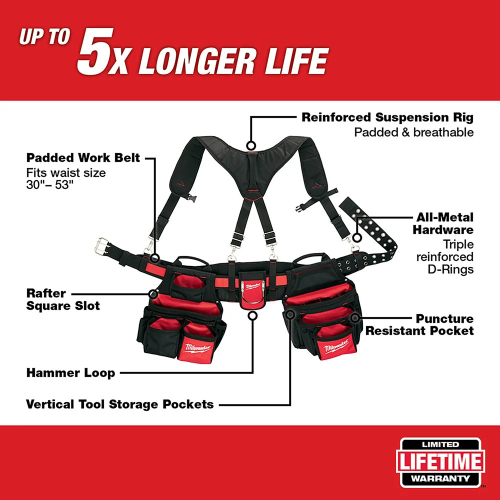 Milwaukee 48-22-8120 30 – 53-Inch 24-Pocket Suspension Rig Contractor Work Belt