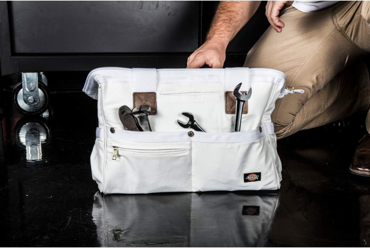 Dickies 16-Inch Durable Canvas Work Bag for Painters, Carpenters, and White