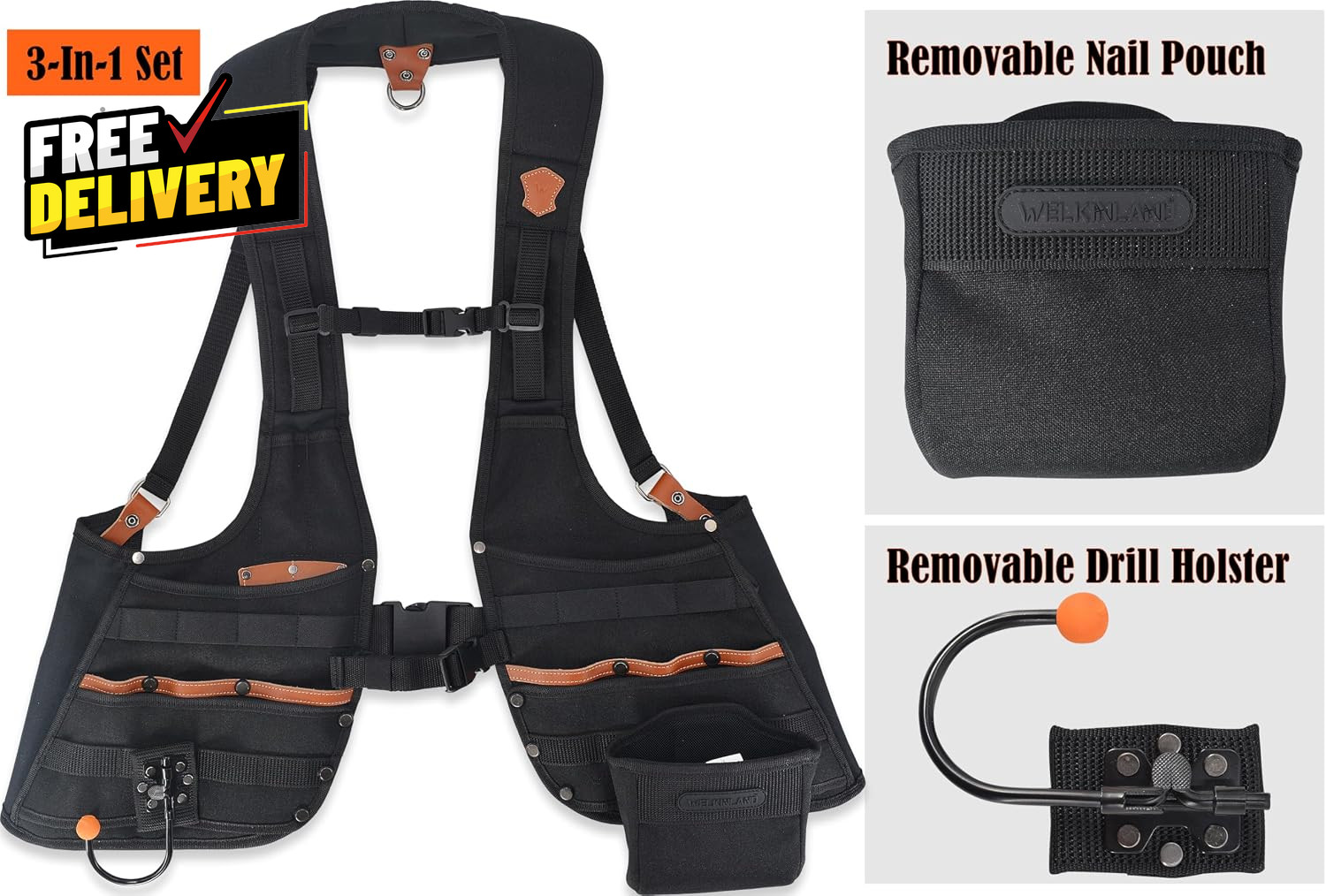 Top-G Construction Leather Tool Vest Carpenter’S Tool Vest Tools Vest Electr….