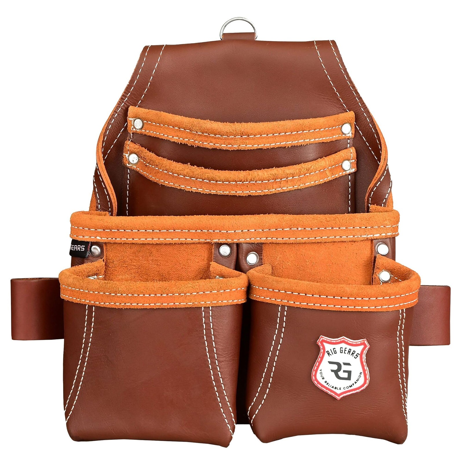 Leather Tool Pouch for Electrician | 5 Pockets Framers One Size, Maroon