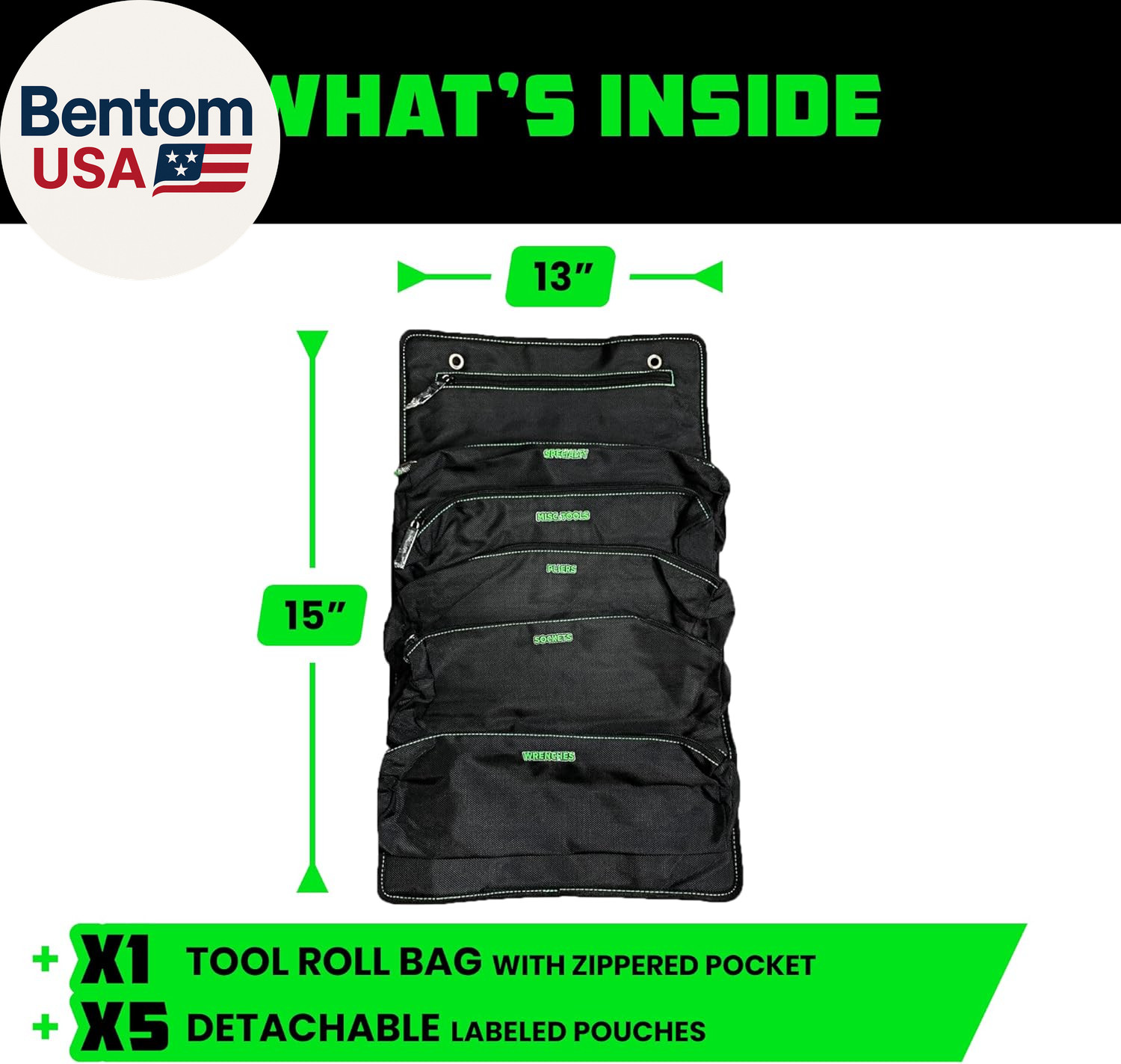 Tool Bag Roll – Heavy Duty Canvas Organizer Pouch for Tools – Ultimate Travel To