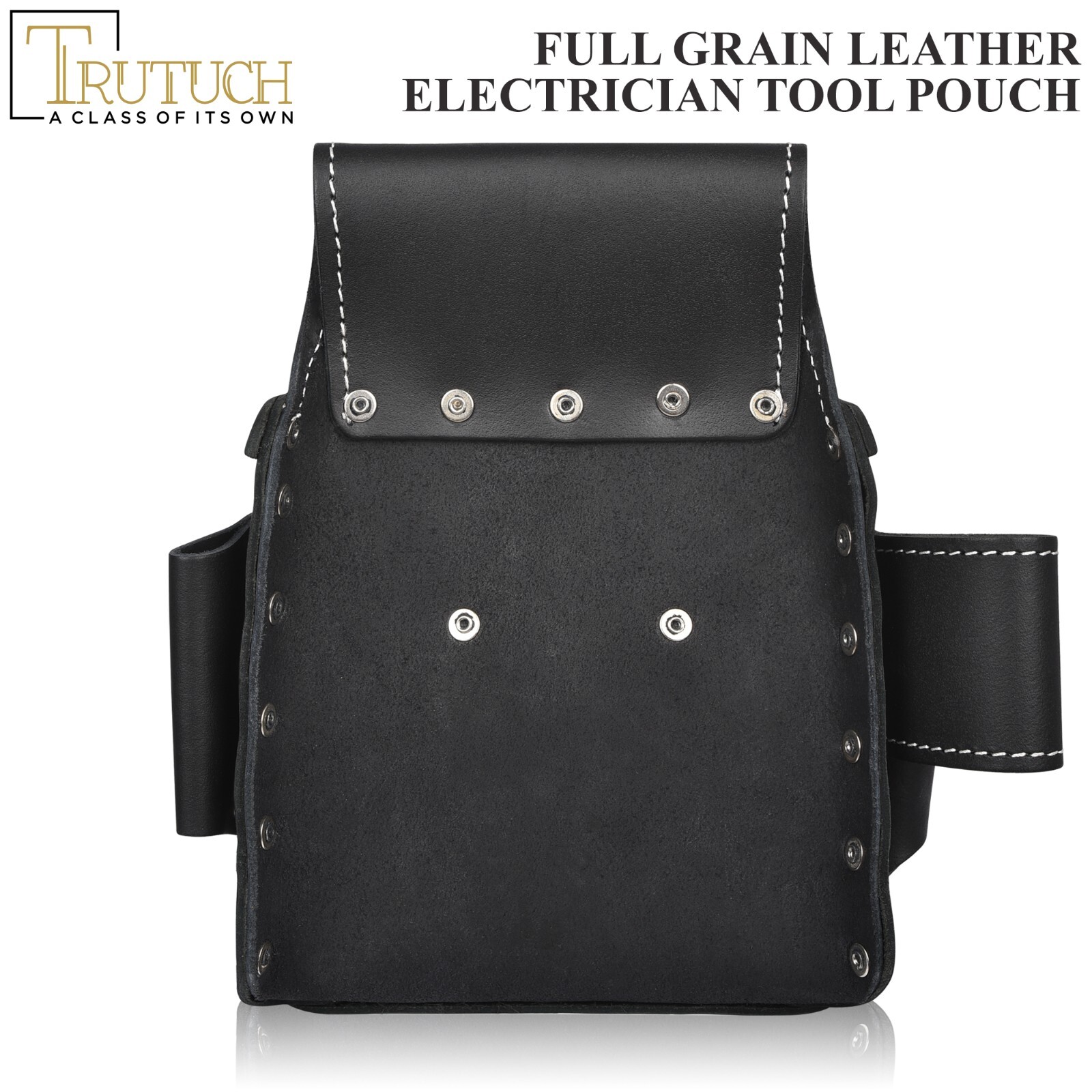 TRUTUCH Black Leather Electrician Tool Pouch with Leather Work Belt | Carpenter