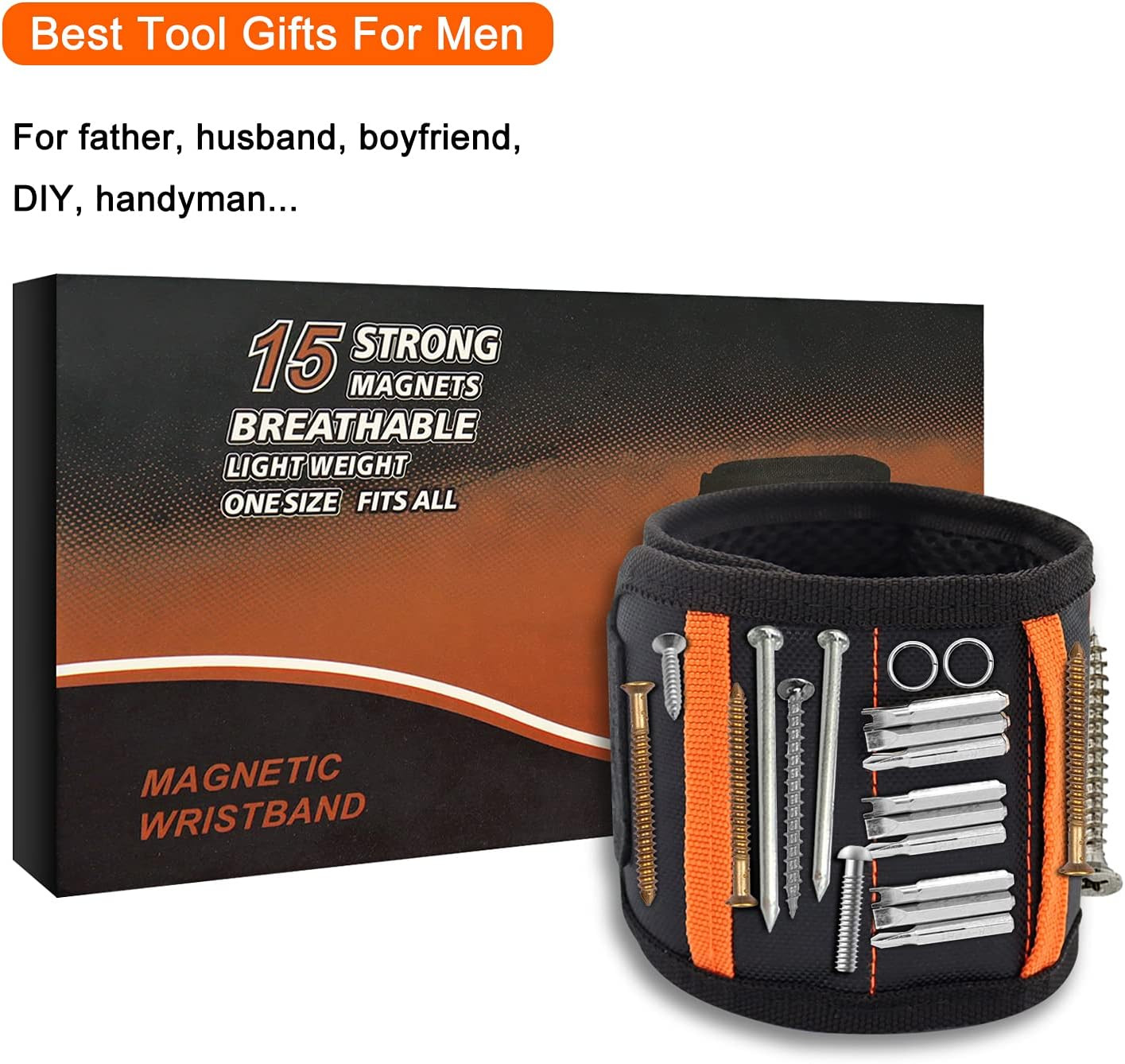 Magnetic Wristband with 15 Strong Magnets, Tool Belt Magnetic Wrist Band for Hol