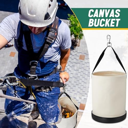 Pack Canvas Bucket 15″ x 1″ Heavy Duty Lineman Tool Bag with Plastic 2 White