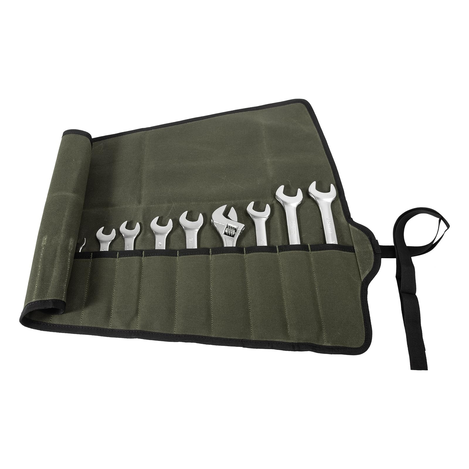 Baizoy Chisel Roll,6 Pockets Roll Up Tool 18.91″ L x 18.11″H, Army Green -3