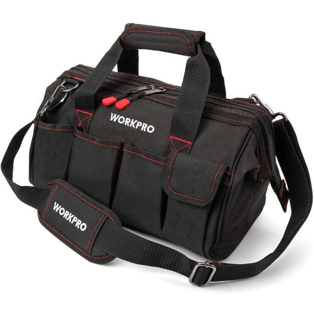 WORKPRO 12″/14″/16″ Close Top Wide Mouth Tool Storage Bag Rubber Base Pocket Bag