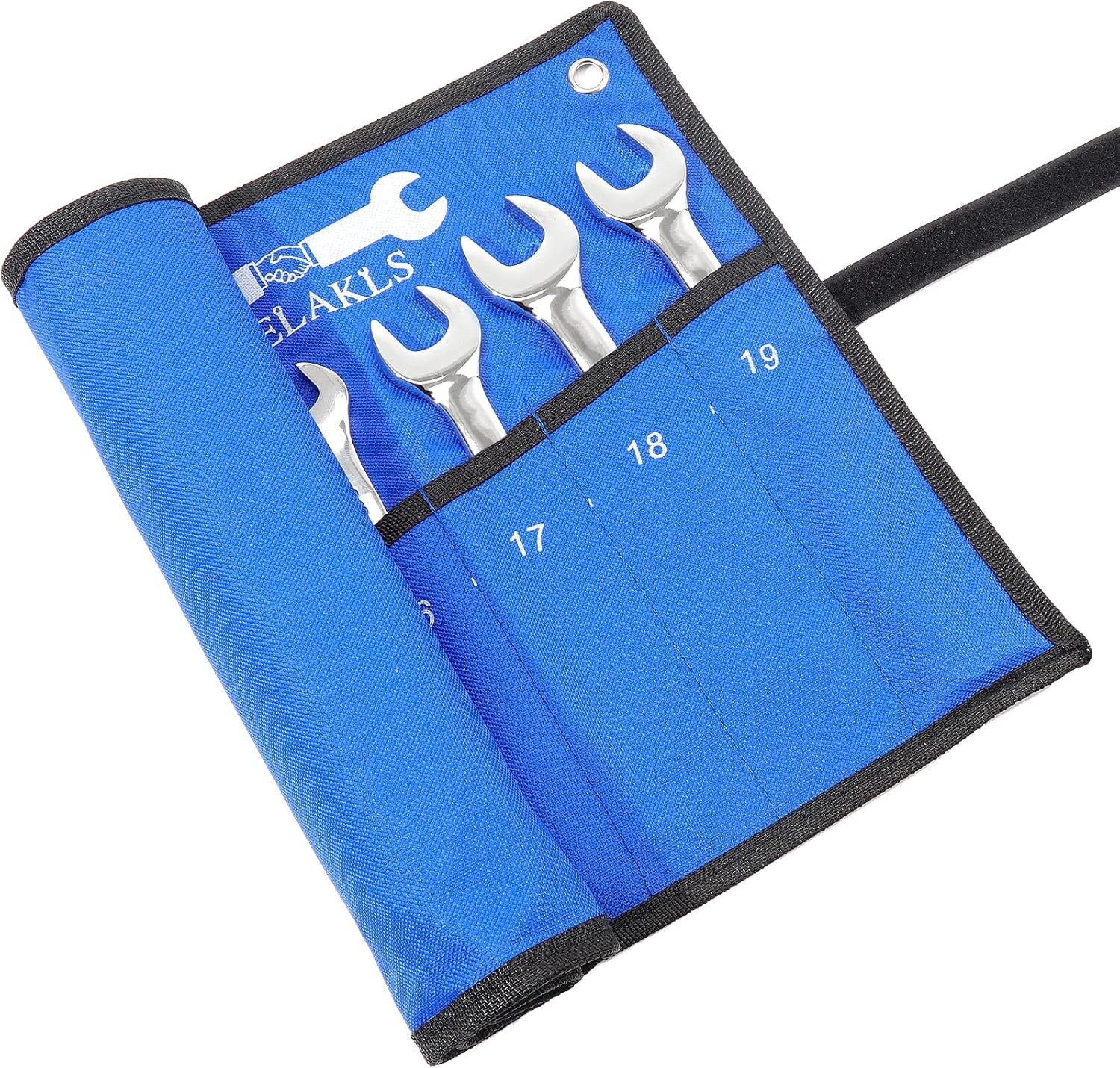 2 Pieces10 Pockets SAE+ 10 Pockets Metric Wrench Tool Roll Up Pouch Utility H…