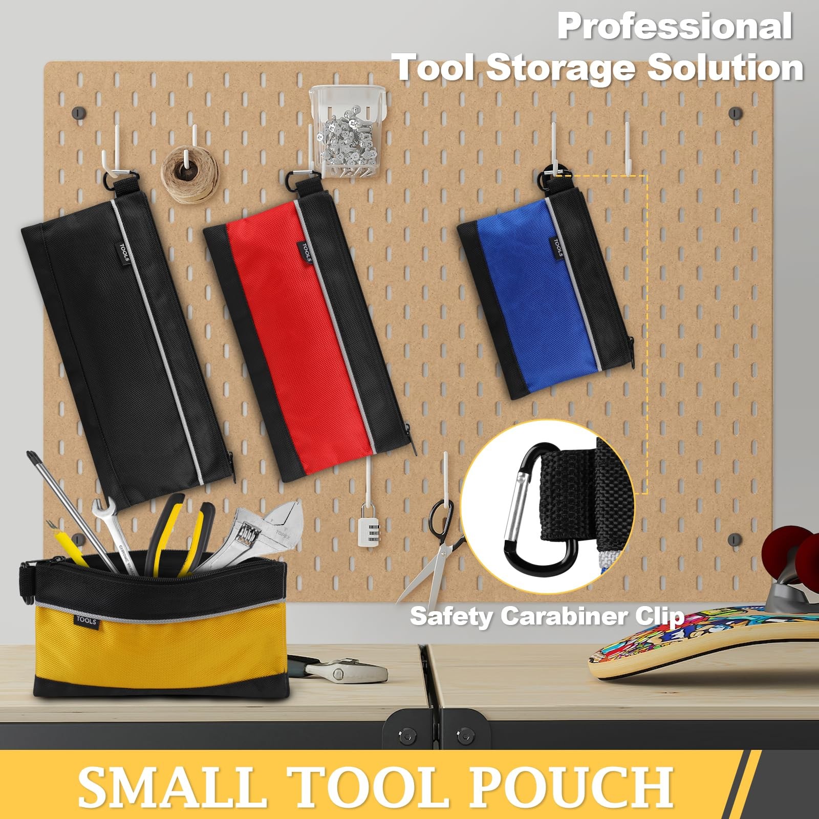 COIDEA 4 Pack Tool Pouch, Small Bag with Zipper, 1680D Oxford black