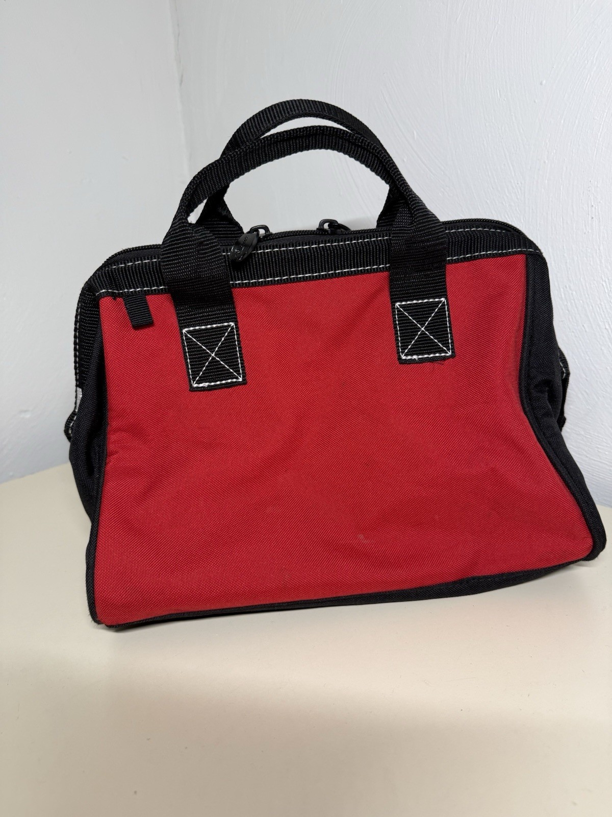 Husky Tool Bag 12″ 4 Pocket Zippered Polyester Tote Storage Organizer Red/Black