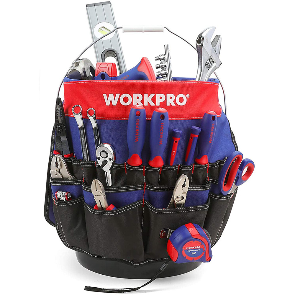 WORKPRO Bucket Tool Organizer with 51 Pockets Fits to 3.5-5 Gallon Bucket USA