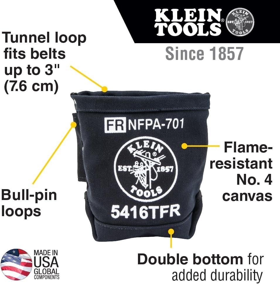 Klein 5416TFR Flame-Resistant Canvas Bolt Bag – Durable & Lightweight Tool St…