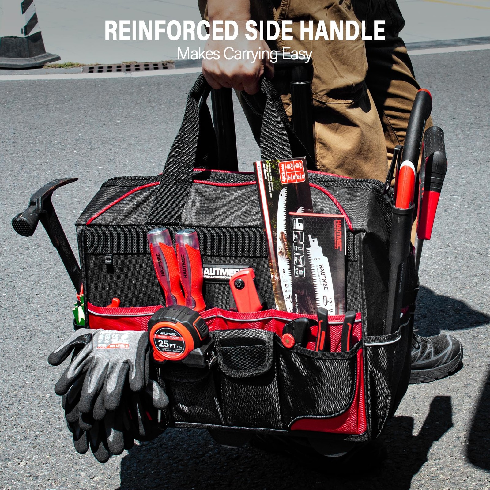 HAUTMEC 18″ Rolling Tool Bag with Wheels, Heavy-Duty 18 inch, 18-Inch | Black