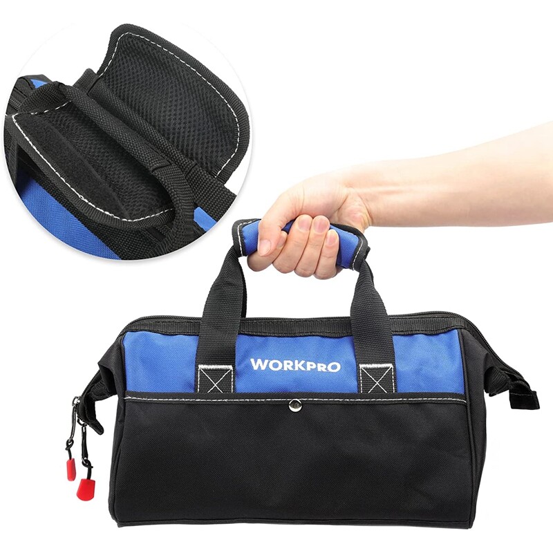 13-in Tool Bag Wide Mouth Tool Tote Bag Blue/Pink Polyester Fabric