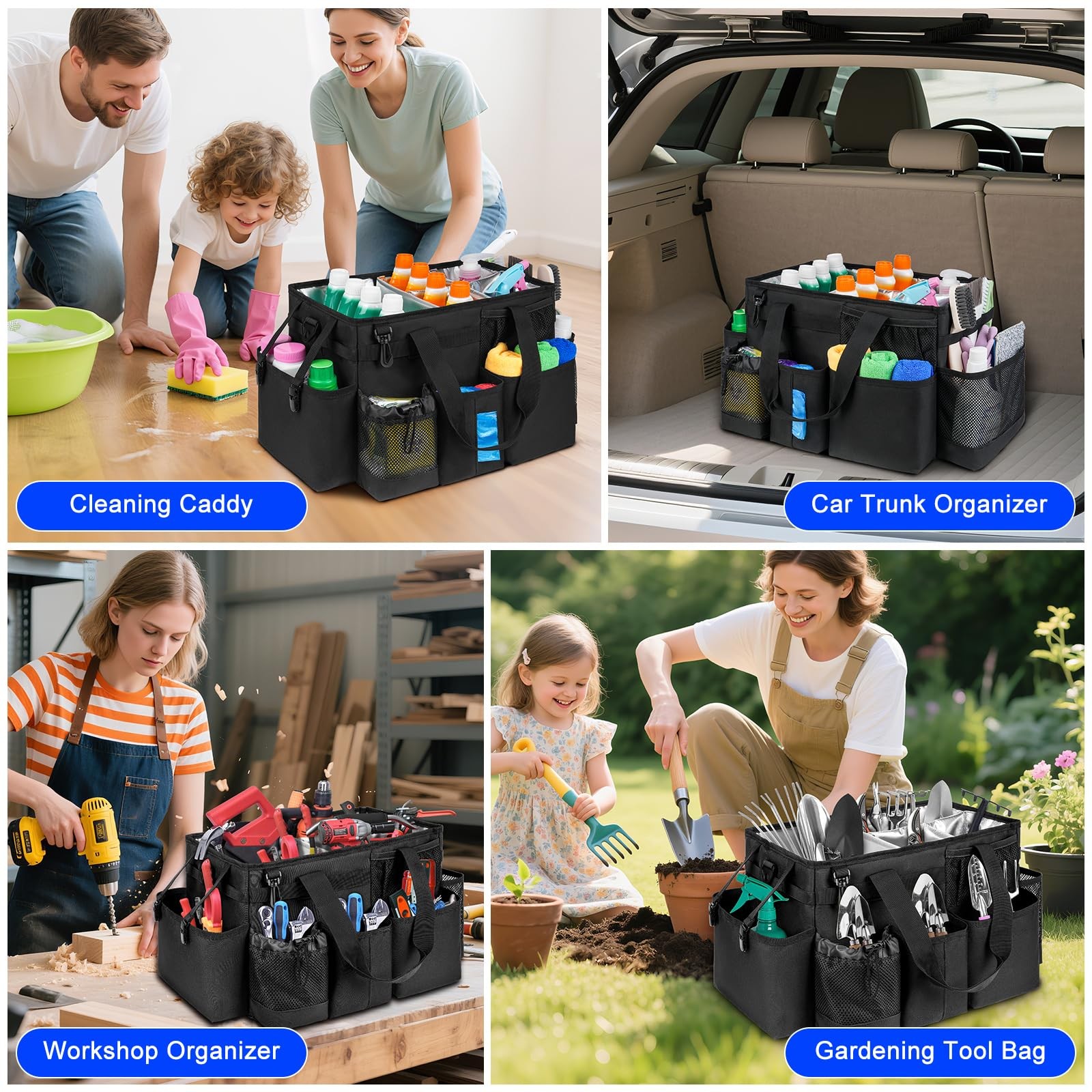 Cleaning Caddy Bag, Large Cleaning Supplies Organizer for Housekeepers, House…