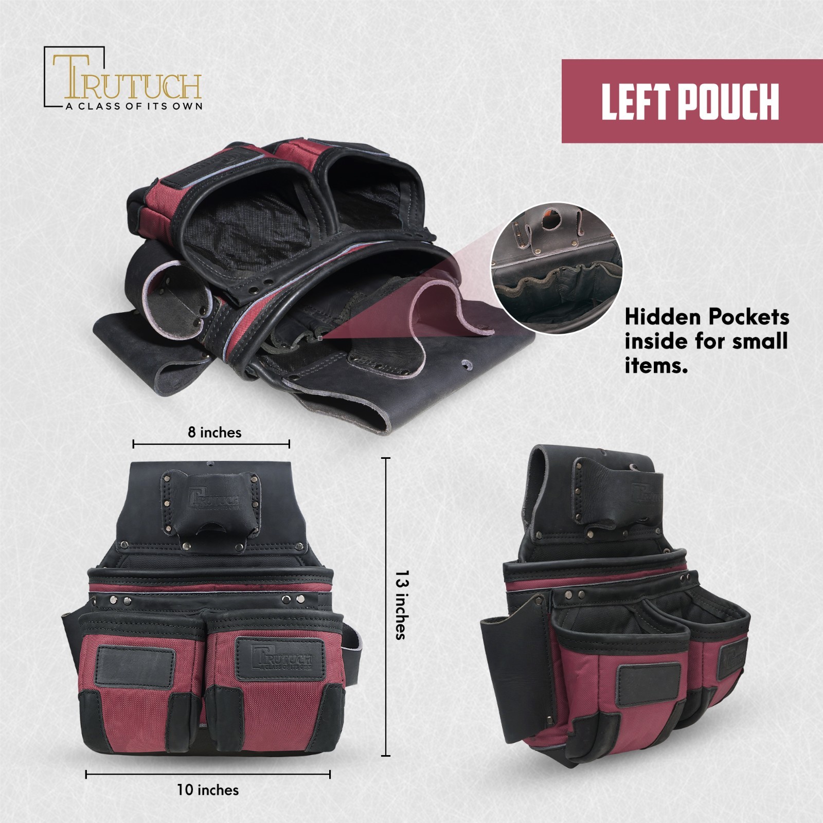 TRUTUCH Nylon and Leather Tool Belt with Leather Work Suspender | Construction