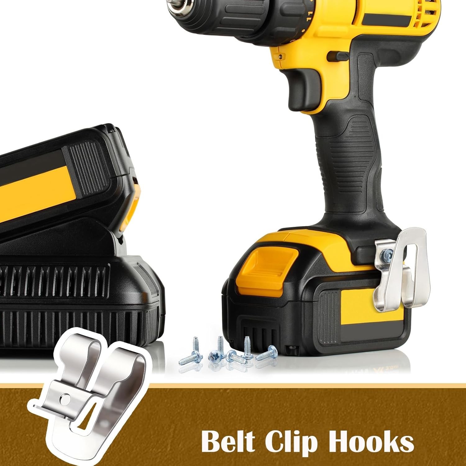 Compact Belt Clip Hooks for Drills: 8 Durable Stainless Steel Clips Included