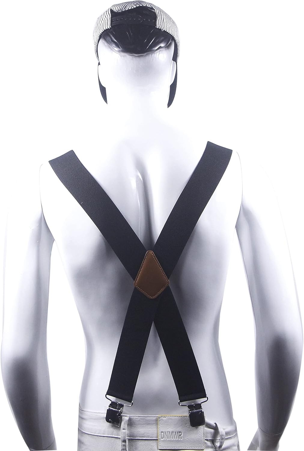 Men’s Suspenders X Back 2 Inches Wide with Extra Heavy Clips Adjustable Black