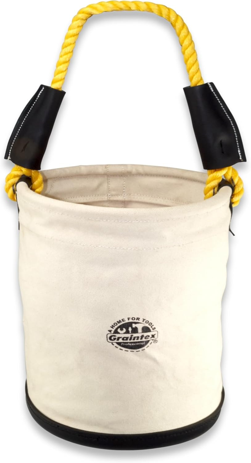 CB1126 Utility Canvas Bucket Plastic Bottom 12” X 16” Heavy Duty Canvas