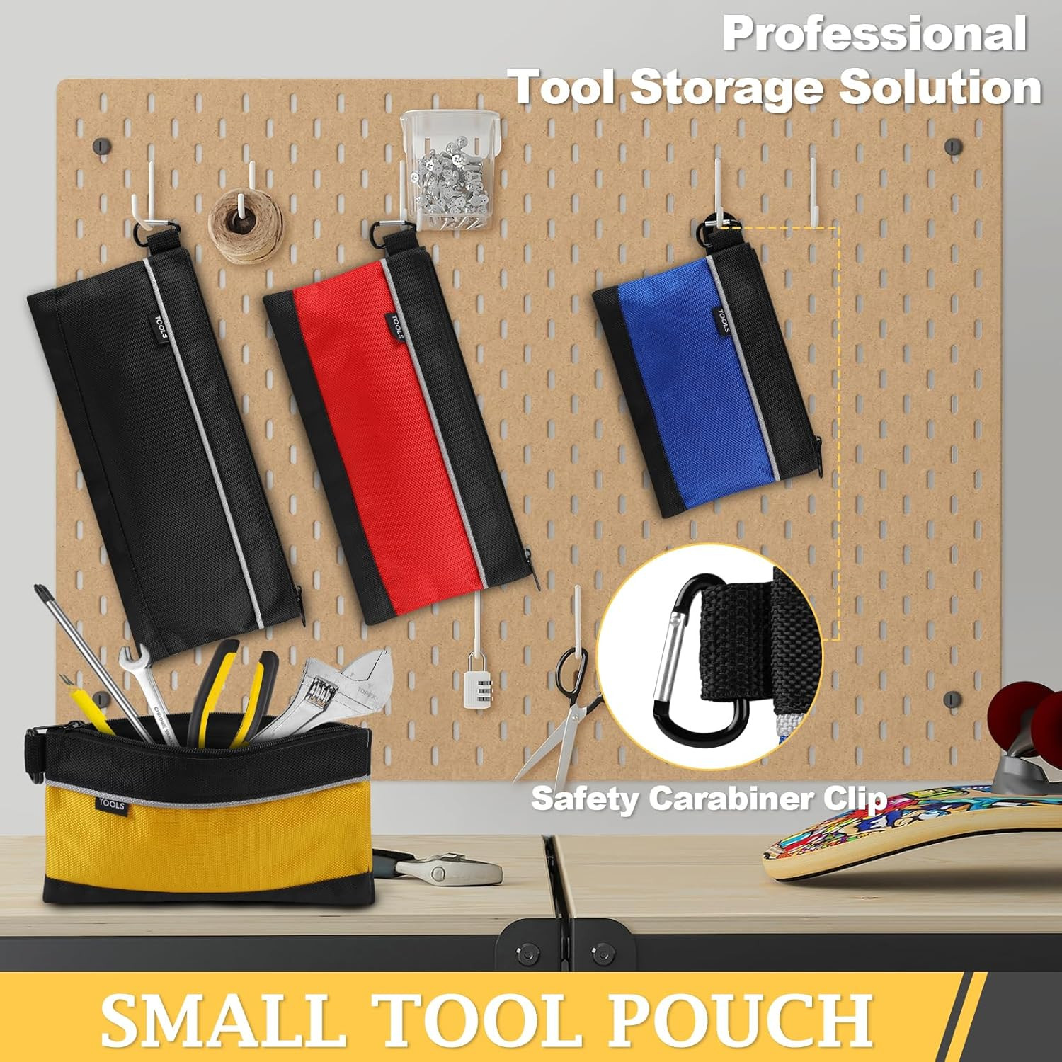 4 Pack Tool Pouch, Small Tool Bag with Zipper, 1680D Oxford Tool Pouches | Water