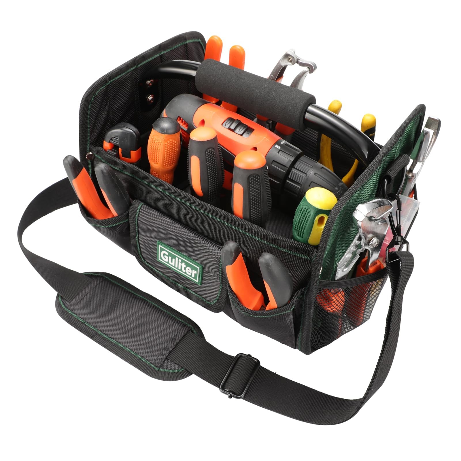 11 Inch Small Tool Bag, Open Tool Tote with Stainless Steel Handle and Adjustabl