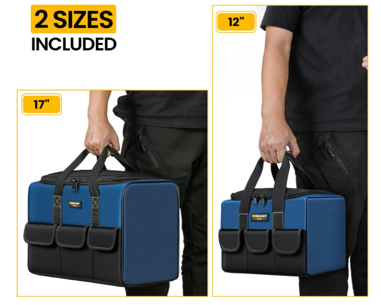 WINHUNT 2-Pack Heavy Duty Tool Bags for Electricians, Plumbers & Household Use