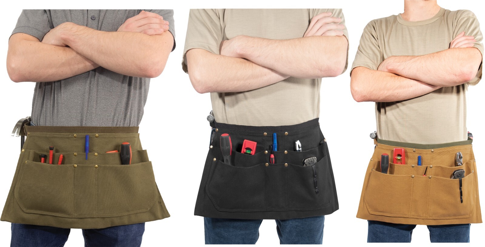 Half Waist Work Apron Garden Rugged Canvas Woodwork Tool Belt Apron Six Pouches